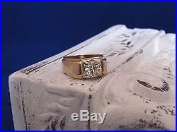 Estate/Vintage Men's YG Early Round Brilliant Diamond Ring 1.37 carats