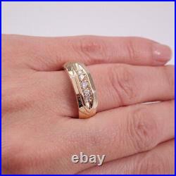 Estate Vintage Mens Diamond Wedding Ring Anniversary Band 14K Yellow Gold Finish