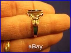 Estate Vtg Antique Art Deco Men's 10k Yellow Gold & Black Onyx W Signet Ring