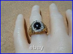 Estate vintage men10k yellow gold diamond & onyx ring 7 grams & size 9.5 jewelry
