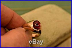 Estate vintage retro 10k yellow gold men's Ruby cabochon ring size 9 1/4