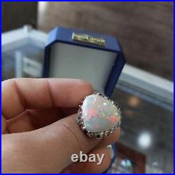 Ethiopian Fire White Opal Silver Ring Real Opal Ring Mens Opal Ring Natural Opal