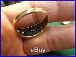 Excellent Vtg Antique Mens 10k Yellow Gold, Black Onyx & Diamond Art Deco Ring