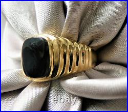 Exceptionally Gorgeous Vintage 14k Solid Gold Genuine Onyx Signet Men's Ring