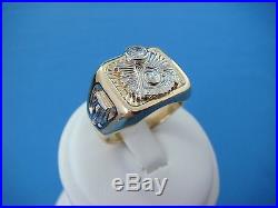 Exquisite 14k Gold Men's Vintage Masonic Ring With Diamond, 14.7 Gr, Size 11