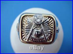 Exquisite 14k Gold Men's Vintage Masonic Ring With Diamond, 14.7 Gr, Size 11