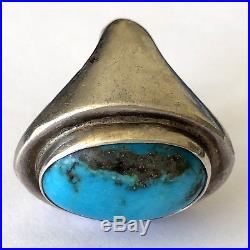 Exquisite Blue Turquoise Vintage Navajo Mens Ring Sterling Heavy 29.8 gr Sz 10.5