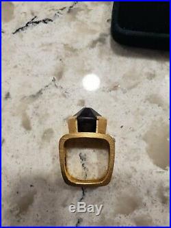 Extremely Rare HUGE Vintage artisan 18k Yellow Gold Jade Mens Ring not scrap 24g