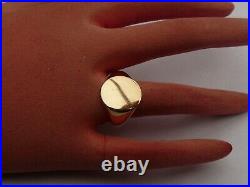 Fab Mens Vintage 9ct Gold Heavy Oval Signet Pinky Ring Size Q 18.36mm 7.9 Grams