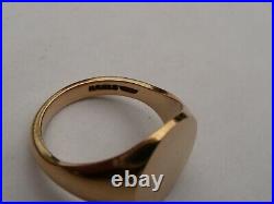 Fab Mens Vintage 9ct Gold Heavy Oval Signet Pinky Ring Size Q 18.36mm 7.9 Grams