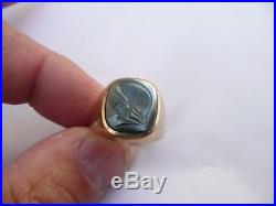 Fab Vintage Mens Solid 9ct Gold Intaglio Seal Signet Pinky Ring Size R 18.76mm
