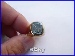 Fab Vintage Mens Solid 9ct Gold Intaglio Seal Signet Pinky Ring Size R 18.76mm