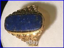 Fabulous Vintage Man Or Lady Lapis Lazuli 18k Ring