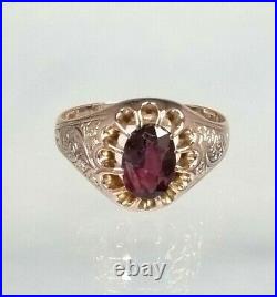 Fantastic Antique 9ct Rose Gold Garnet Signet Ring Gents/Ladies Best On eBay