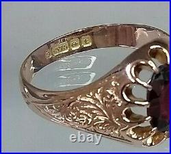 Fantastic Antique 9ct Rose Gold Garnet Signet Ring Gents/Ladies Best On eBay