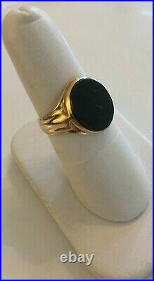 Fine Antique Victorian 15ct Gold (not 9ct) Bloodstone Men's Signet Ring Size Q