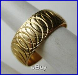 Fine Vintage 14k Yellow Solid Gold Men's Eternity Wedding Band Ring 6g size 9.5