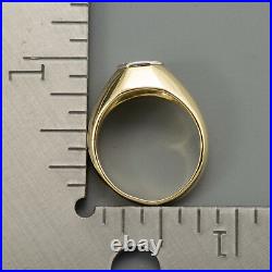 Fine Vintage Estate Men's 18k Yellow Gold White Diamond Cluster Statement Ring
