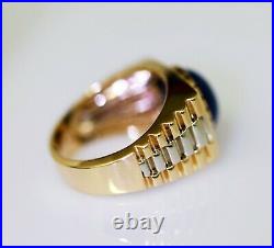 GIA Cert 12.68 Ct Burma Royal Blue No Heat Cabochon Sapphire Mens 18K Gold Ring