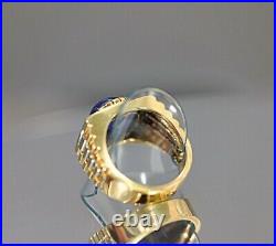 GIA Cert 12.68 Ct Burma Royal Blue No Heat Cabochon Sapphire Mens 18K Gold Ring