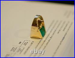GIA Certified 18K Gold 10.8Ct Bluish Green Colombian Emerald Diamond Men's Ring