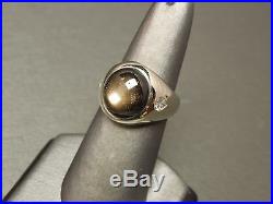 GIA Men's Vintage Estate C1960 14K White Gold Natural STAR BLACK SAPPHIRE Ring