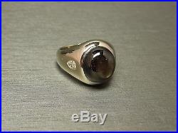 GIA Men's Vintage Estate C1960 14K White Gold Natural STAR BLACK SAPPHIRE Ring