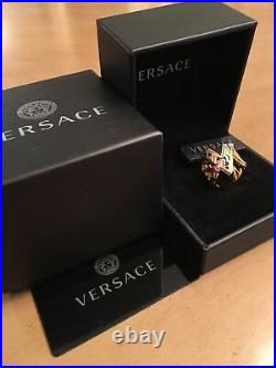 G Versace Vintage Logo Circle Ring in tribute gold. Versace distinguish