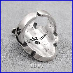 Garber hand crafted vintage S925 sterling silver men's crown BWL open large ring