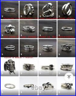 Garber hand crafted vintage S925 sterling silver men's crown BWL open large ring