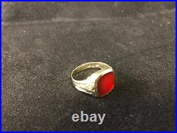 Gents Pinky Ring Men's Estate Find 8K Yellow Gold Size 9.75 3.4g Red Stone