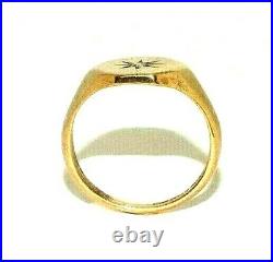 Gents/mens 9ct 9carat yellow gold vintage ring set with a diamond, UK size Q 1/2