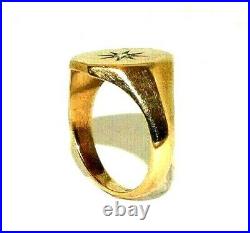 Gents/mens 9ct 9carat yellow gold vintage ring set with a diamond, UK size Q 1/2