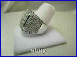 Glamorous Cocktail Men's Wedding Pave Set Ring 14K White Gold 3.56 Ct Diamond