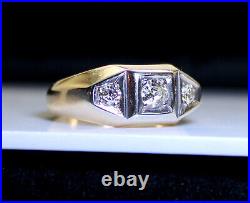 Gorgeous Heavy Vintage Men's 14K Gold. 50 Ct RB Diamond Cocktail Band/Ring