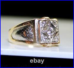 Gorgeous Vintage Estate Men's 14K White/Yellow Gold 4/10 Ct RB Diamond Ring
