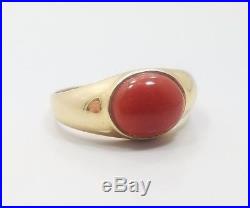 Great Unique Vintage 14k Yellow Gold Mens Carnelian Ring Size 11.5