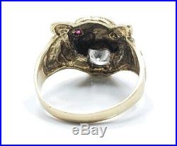 Great Vintage Men's 10k Yellow Gold Cat Tigar Face Ring Size 9.5