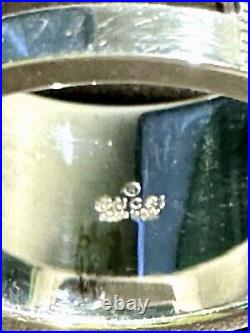 Gucci Vintage G Ring 925 Sterling Silver Band Cutout Logo Men's 6 Original Case