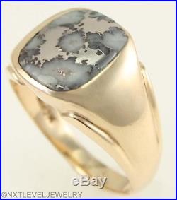 HEAVY 9.9 GRAM Vintage 1940's RARE Silver in Quartz 10k Solid Gold Men's Ring