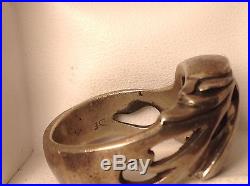 HEAVY STERLING Men's NATIVE AMERICAN EAGLE RING vintage SIGNED DE size 10