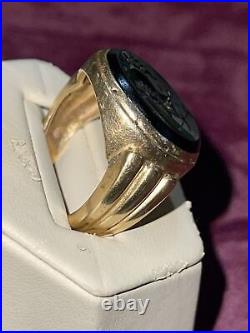 HEAVY- VINTAGE MENS 10K GOLD CAMEO Ring. Size 10-# 57