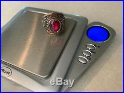 HUGE 1968 Mens Class Ring 10K GOLD, 19.5g, ruby-red stone vintage Lot#2549