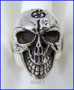 HUGE Vintage Sterling Men's Biker Skull Ring 31.8 grams SZ 14 Signed 31.8g