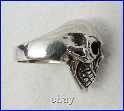 HUGE Vintage Sterling Men's Biker Skull Ring 31.8 grams SZ 14 Signed 31.8g