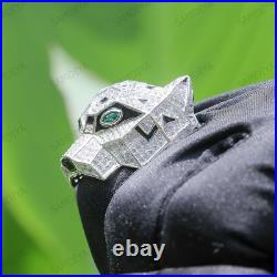 Handmade Moissanite Silver Wolf Head Halloweens Men's Animal Ring