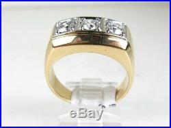 Handsome Vintage 14k Yellow Gold Natural 1.00ctw Diamond Mens Ring 9.7g eb4829