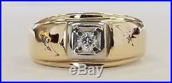 Handsome Vintage 14k Yellow Gold Natural. 20ct Diamond Mens Gents Ring 5.0g