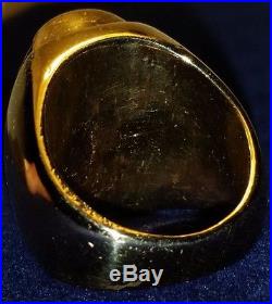 Heavy Men's. 75 ct Diamond Vintage Horseshoe Ring 41.9g 14k Gold Size 11