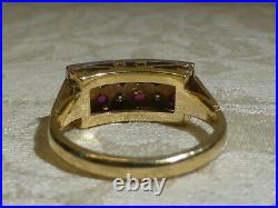 Heavy Mens 18ct Gold Ruby Diamond Ring 6.1g Wide Band UK Hallmark Maker RH&B Box
